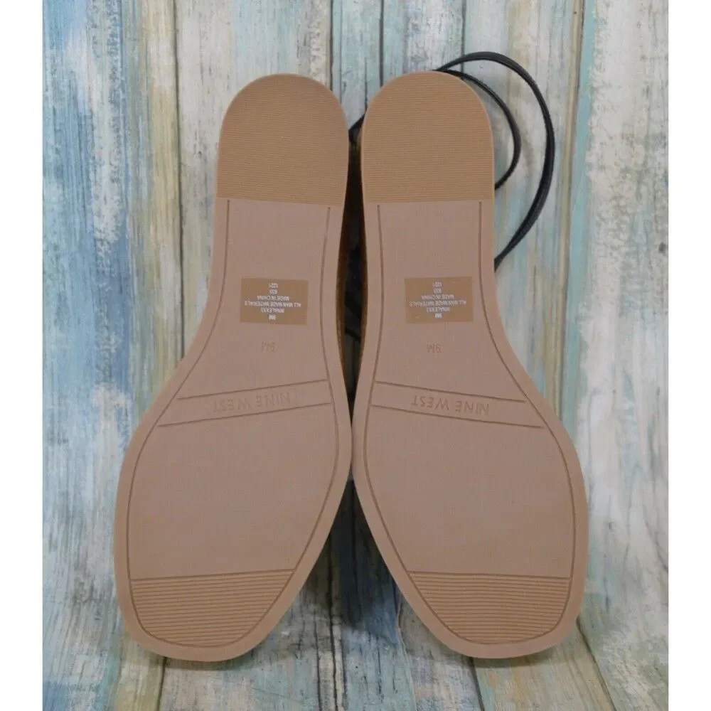 Nine West Alexx Wedge Sandals Size 9 Black Espadrille Ankle Strap Wedges